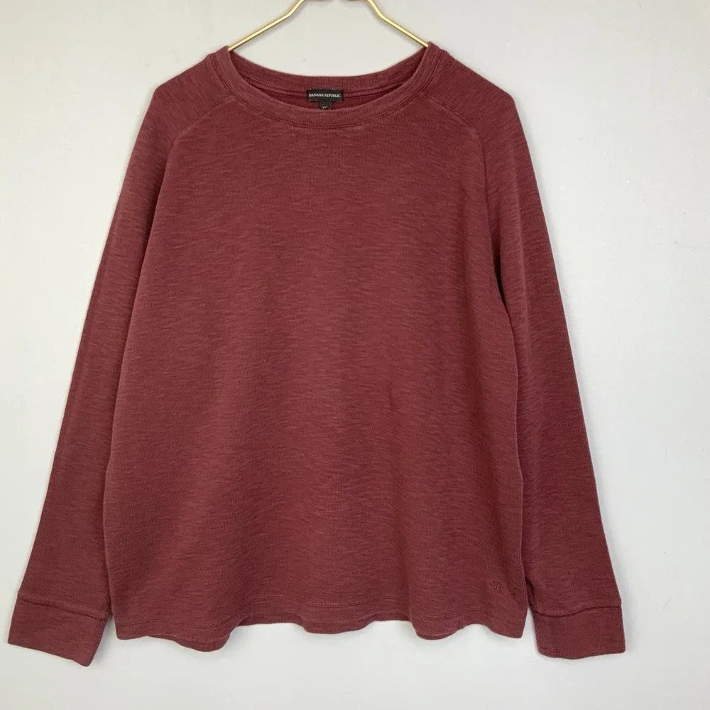 Banana Republic Sz XXL Olive Green Maroon Thermal Long Sleeve Waffle Knit Shirts
